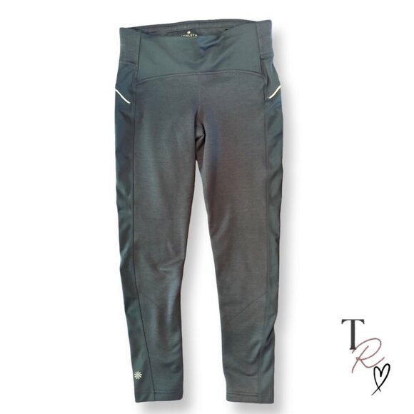 Athleta Fleece Lined Athletic Running Leggings in Navy Blue Heather Size Small - Picture 1 of 11